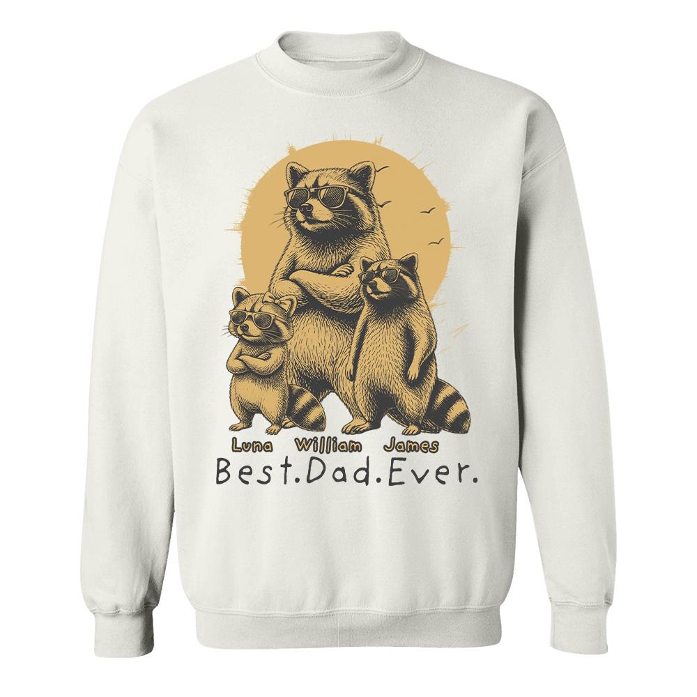 Best Dad Ever Dad Raccoon, Personalized T-Shirt Father Day, Gifts for Dad Husband, Funny Papa Tshirt Cool Daddy Raccoon Tee MI209 Hv01