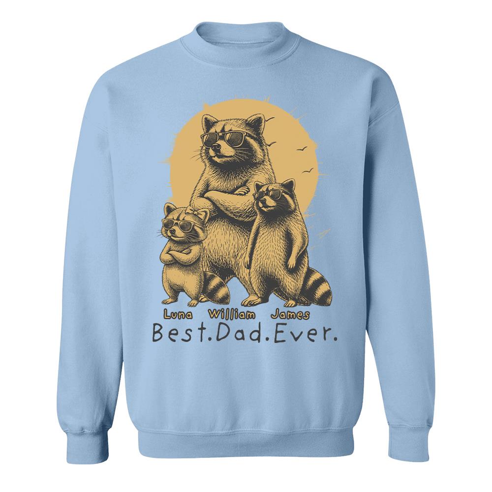 Best Dad Ever Dad Raccoon, Personalized T-Shirt Father Day, Gifts for Dad Husband, Funny Papa Tshirt Cool Daddy Raccoon Tee MI209 Hv01