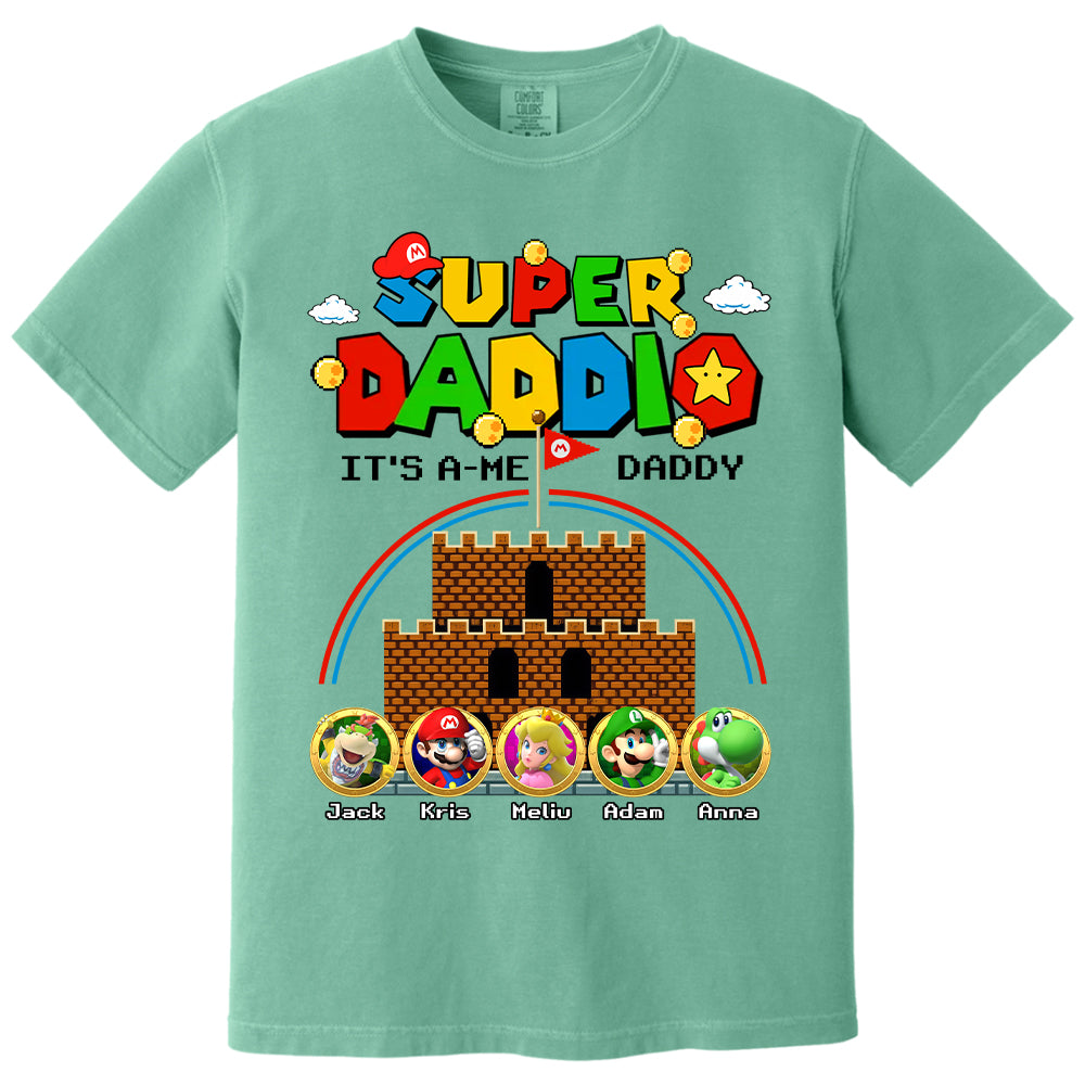 Super Daddio It's A Me Daddy Personalized Shirt Custom Family Member Gift For Parents K1702 T24