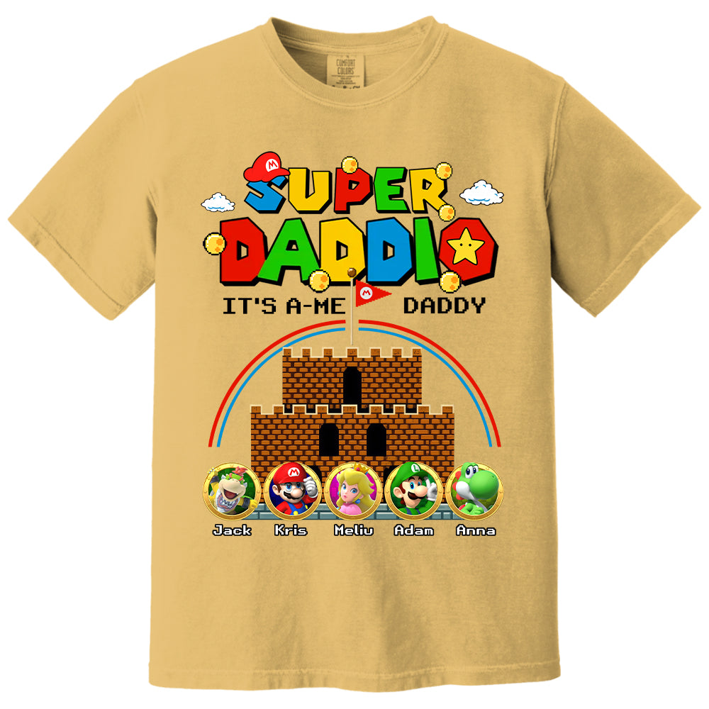 Super Daddio It's A Me Daddy Personalized Shirt Custom Family Member Gift For Parents K1702 T24