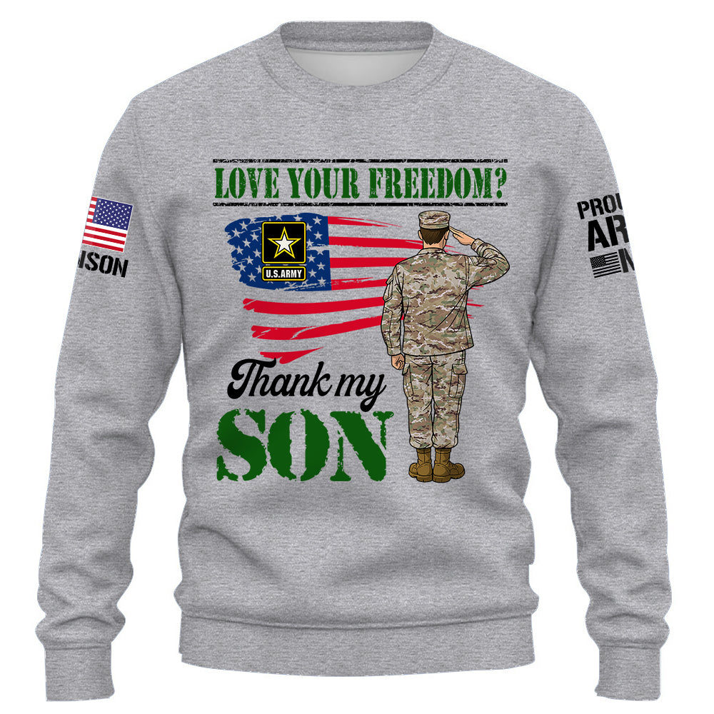 Personalized Shirt Love Your FreeDom Thank My Son For Military Dad Mom Family K1702 Trhn