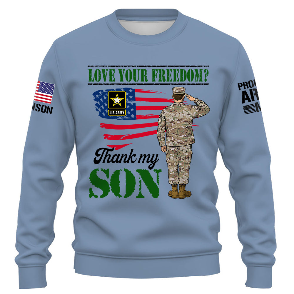 Personalized Shirt Love Your FreeDom Thank My Son For Military Dad Mom Family K1702 Trhn