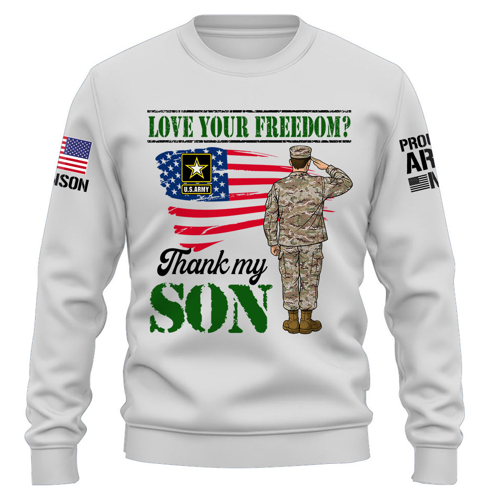 Personalized Shirt Love Your FreeDom Thank My Son For Military Dad Mom Family K1702 Trhn