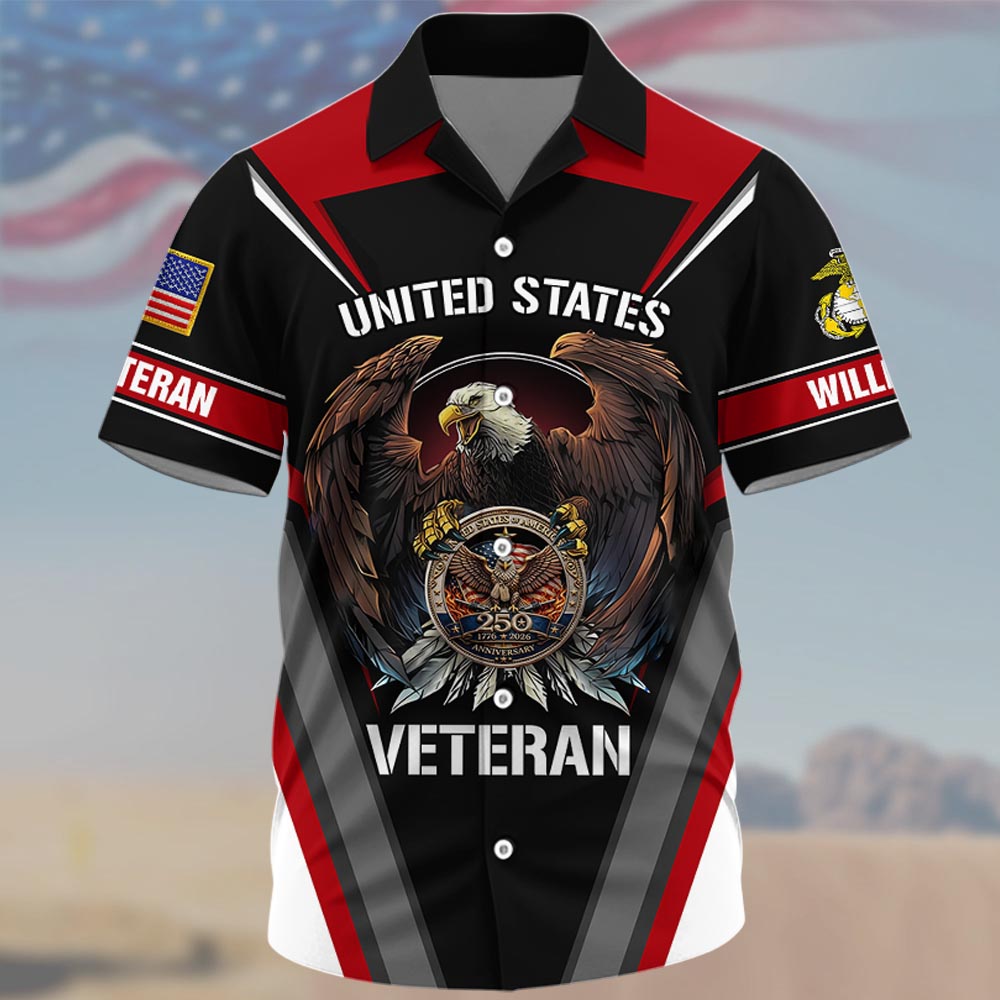 America 250th Anniversary US Veteran Shirt - All Over Print Military Shirt Custom Gift For Veterans