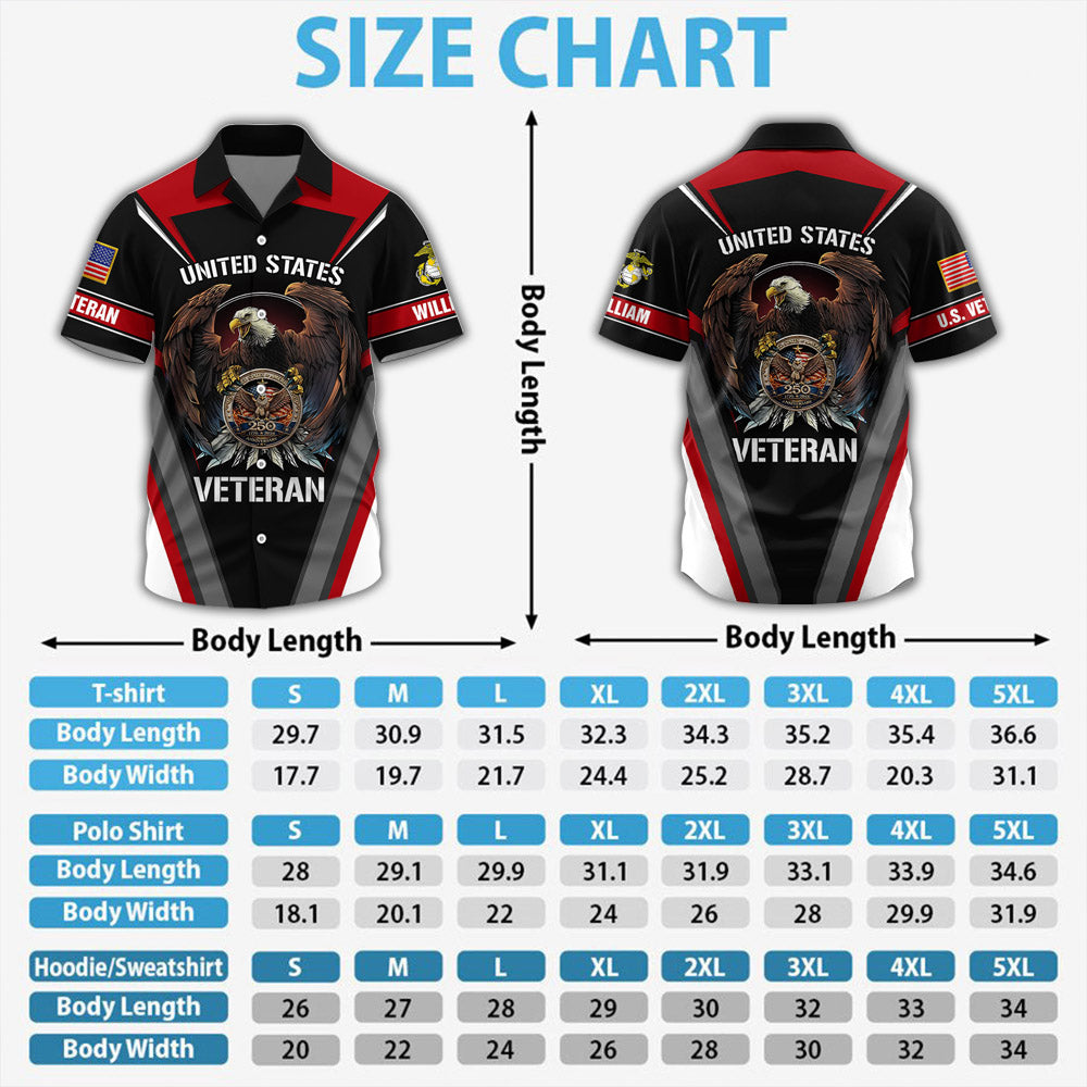 America 250th Anniversary US Veteran Shirt - All Over Print Military Shirt Custom Gift For Veterans