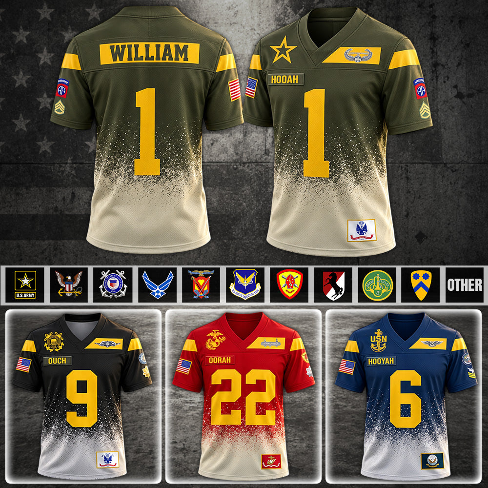 Personalized Jersey Football Military Custom Military Patches Shirt Gift For Veterans Soldier K1702 MT2