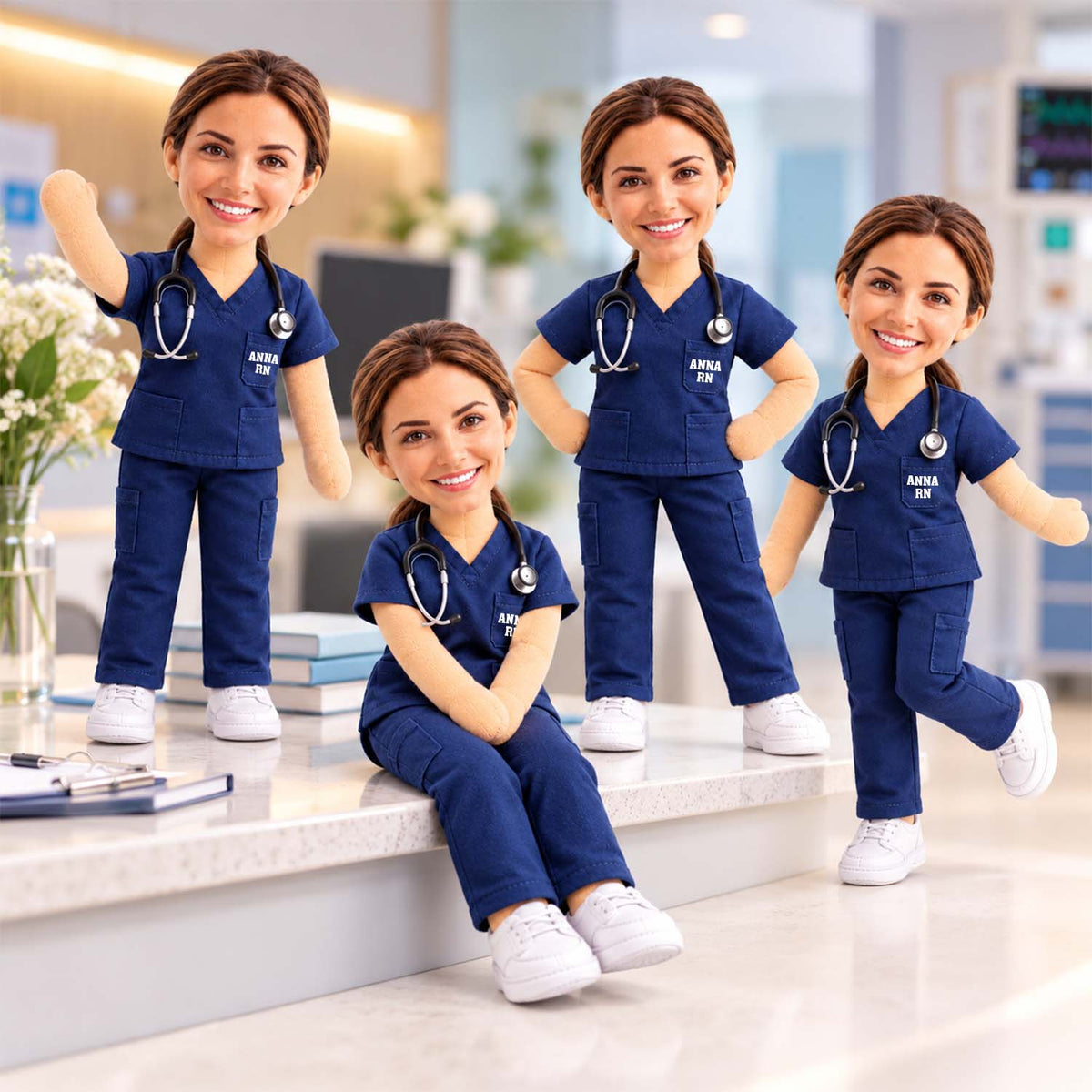 Custom Photo Nurse Posable Plush Doll, Gift For Nurses L0411 Pt99