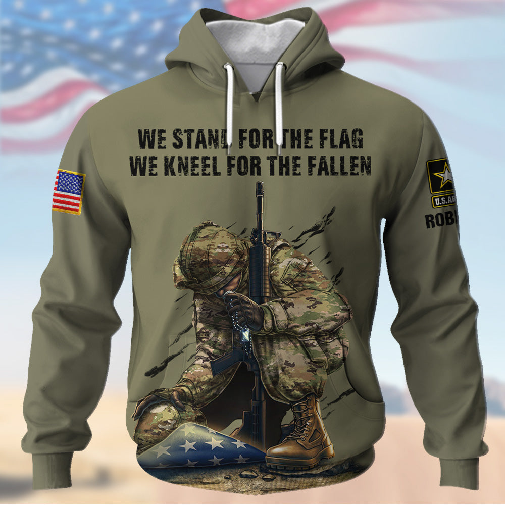 Custom Shirt We Stand For The Flag We Kneel For The Fallen Custom All Military Branches Gift For Veteran K1702 Trhn