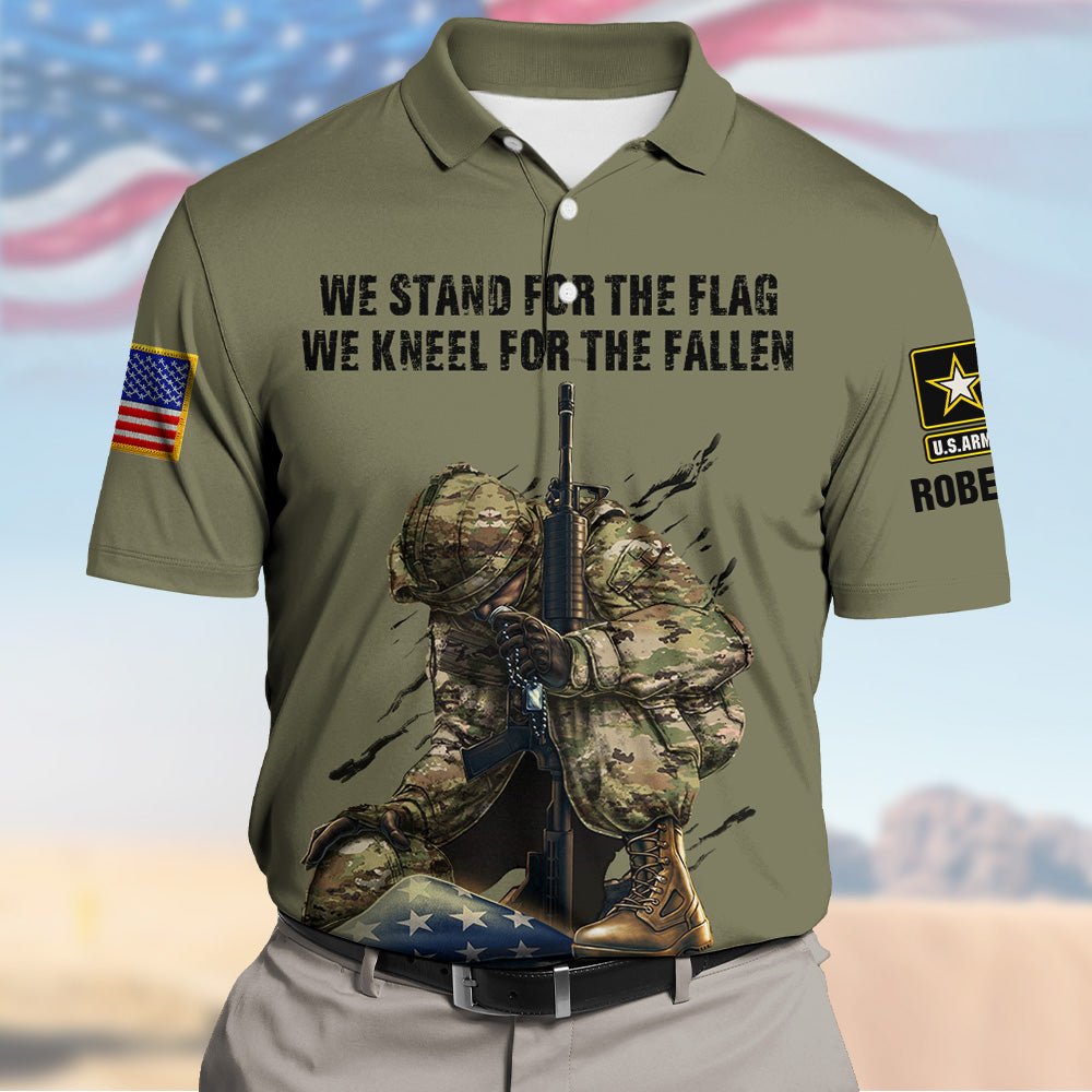 Custom Shirt We Stand For The Flag We Kneel For The Fallen Custom All Military Branches Gift For Veteran K1702 Trhn