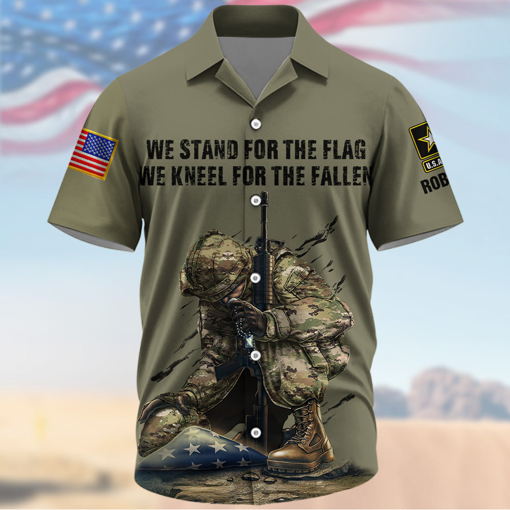 Custom Shirt We Stand For The Flag We Kneel For The Fallen Custom All Military Branches Gift For Veteran K1702 Trhn