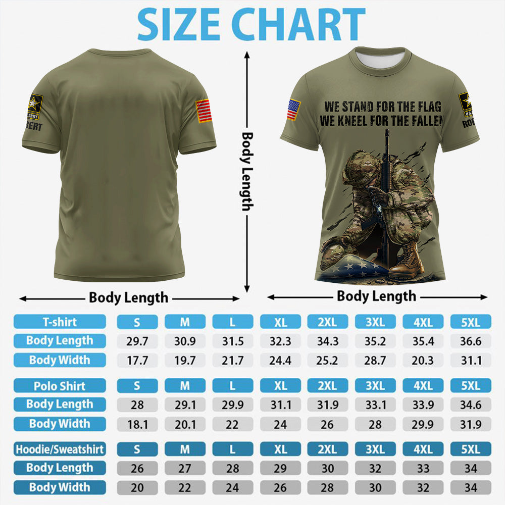 Custom Shirt We Stand For The Flag We Kneel For The Fallen Custom All Military Branches Gift For Veteran K1702 Trhn