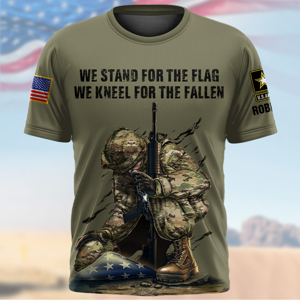 Custom Shirt We Stand For The Flag We Kneel For The Fallen Custom All Military Branches Gift For Veteran K1702 Trhn