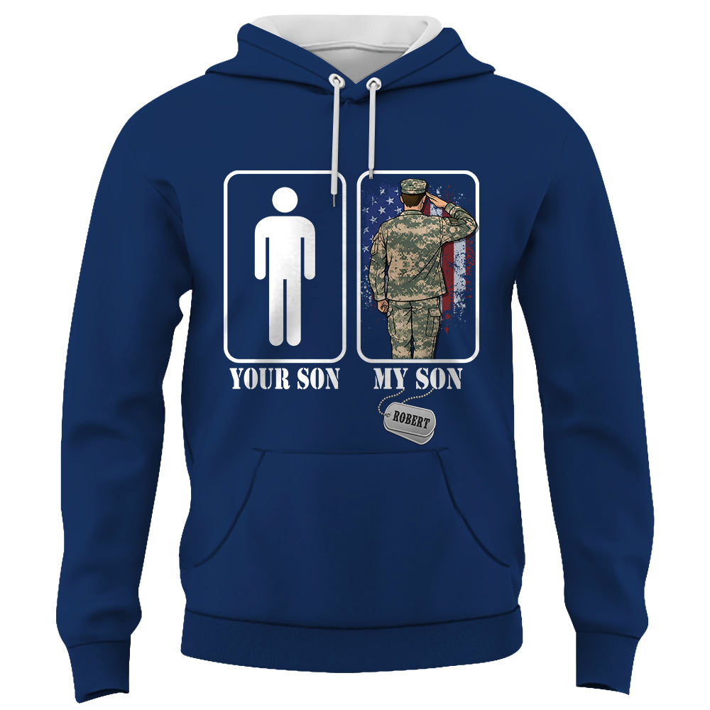Custom Military Mom Dad... Funny Your Son My Son T-shirts Personalized Military Graduation Day Family Shirt K1702 Trhn