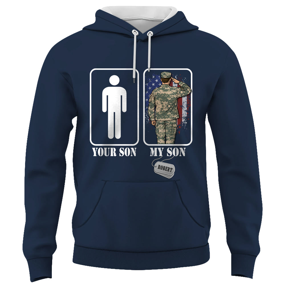 Custom Military Mom Dad... Funny Your Son My Son T-shirts Personalized Military Graduation Day Family Shirt K1702 Trhn