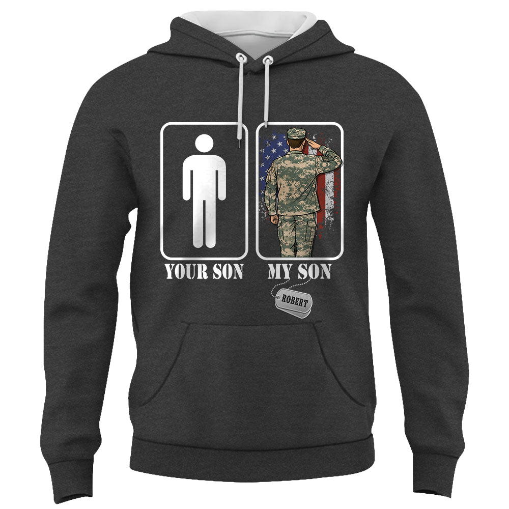 Custom Military Mom Dad... Funny Your Son My Son T-shirts Personalized Military Graduation Day Family Shirt K1702 Trhn