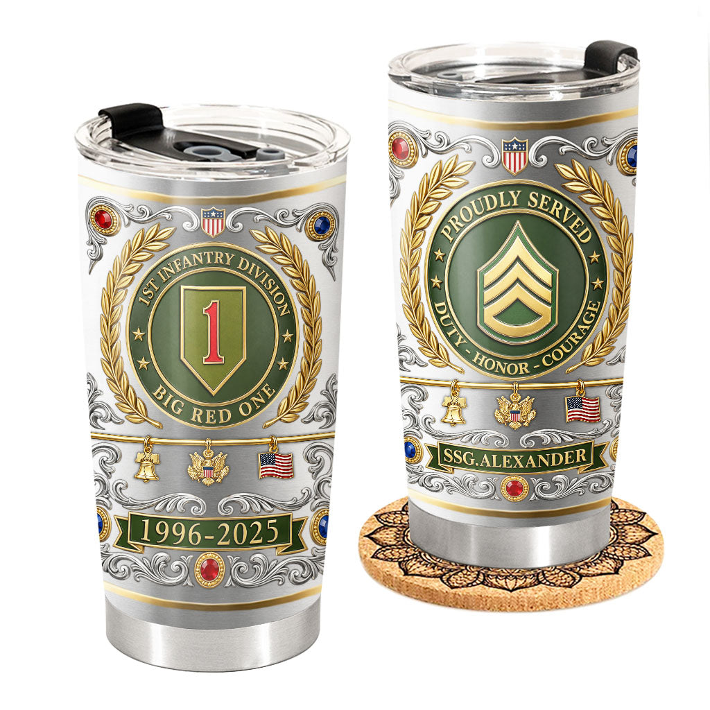 Personalized Veteran Tumbler Veterans Gift Division Badges Military Available All Military Branches K1702 MT2
