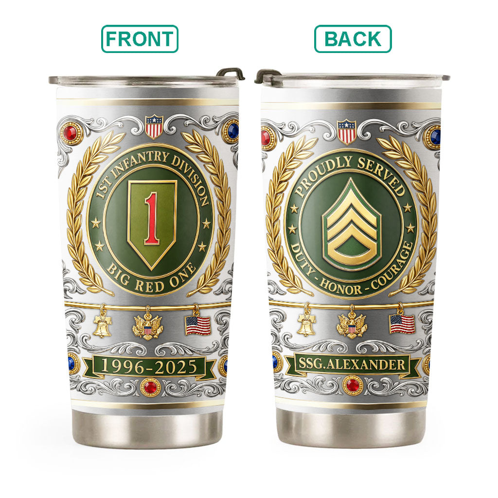 Personalized Veteran Tumbler Veterans Gift Division Badges Military Available All Military Branches K1702 MT2