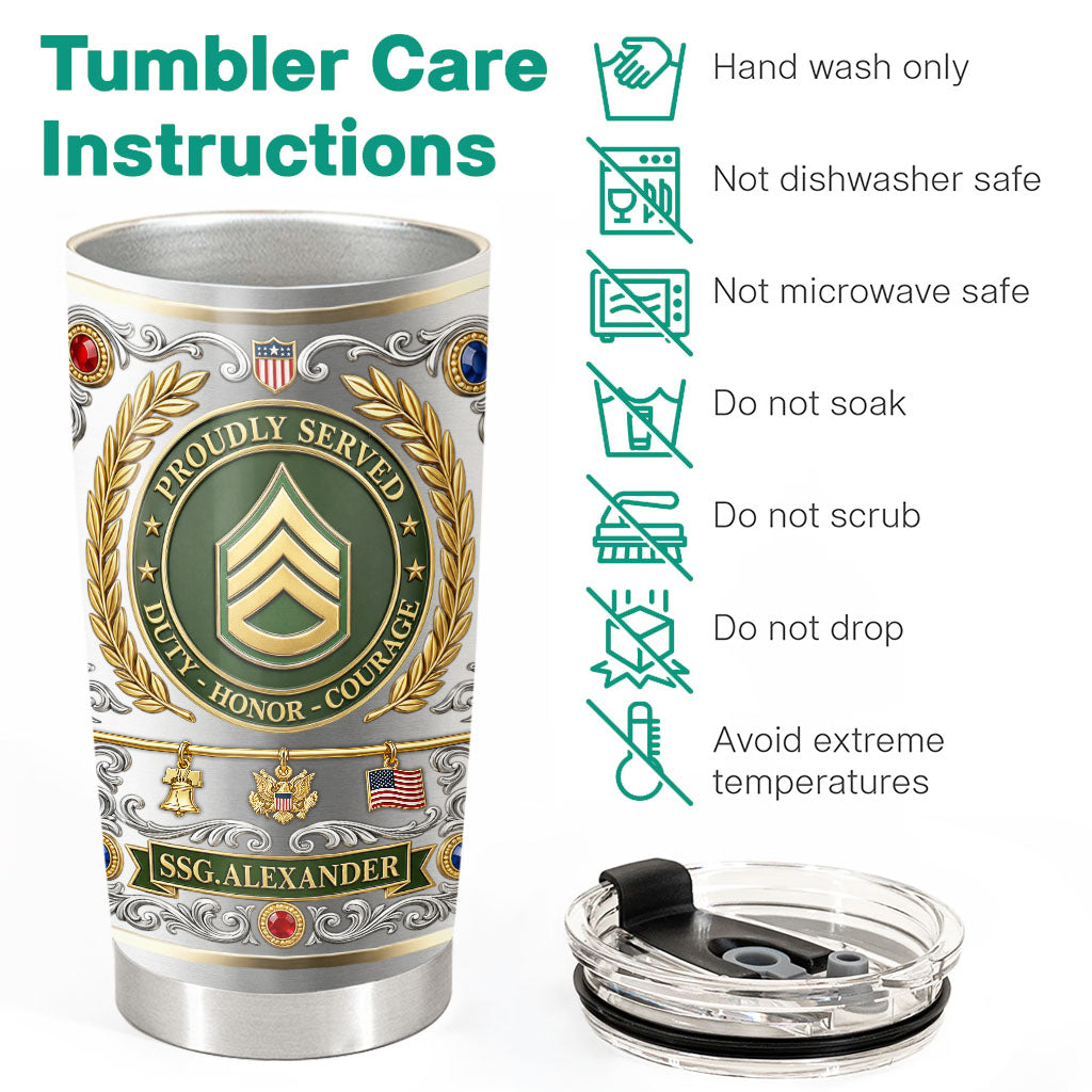 Personalized Veteran Tumbler Veterans Gift Division Badges Military Available All Military Branches K1702 MT2