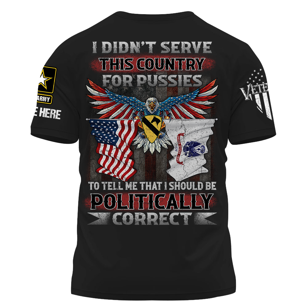 Personalized Shirt I Didn't Serve This Country for Puss1es to Tell Me Cusrom All Military Branch Custom Gift For Veteran K1702