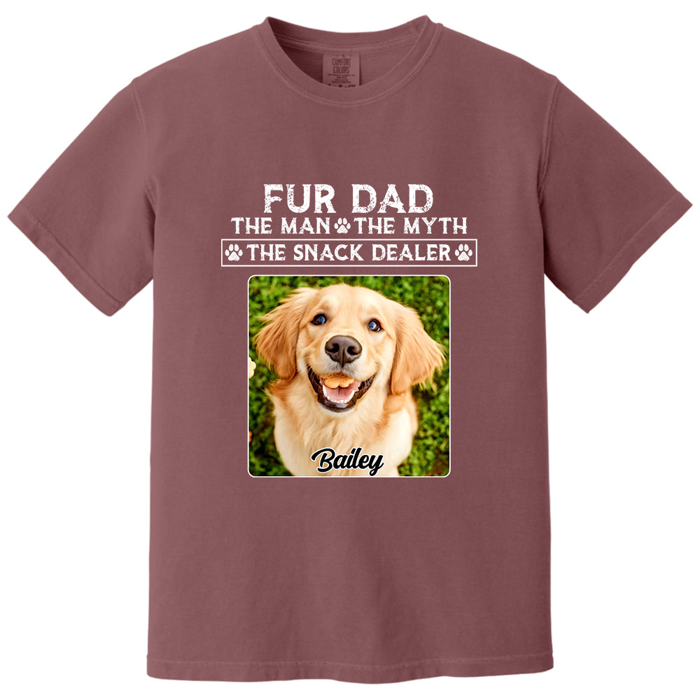 Funny Dog Dad Shirt with Pet Name and Photo Custom Dog Photo Shirt for Daddy, Father's Day Dog Lover Shirt, Snack Dealer Tee for Men Vh01