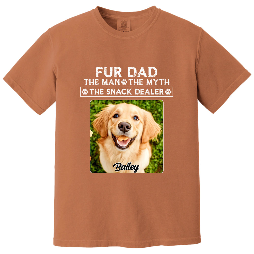 Funny Dog Dad Shirt with Pet Name and Photo Custom Dog Photo Shirt for Daddy, Father's Day Dog Lover Shirt, Snack Dealer Tee for Men Vh01