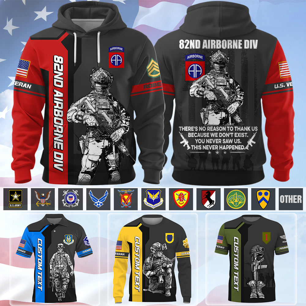 Personalized All Over Print Shirt US Veteran There's No Reason To Thank Us Custom All Military Branches Gift For Soldier Veteran K1702 Trhn