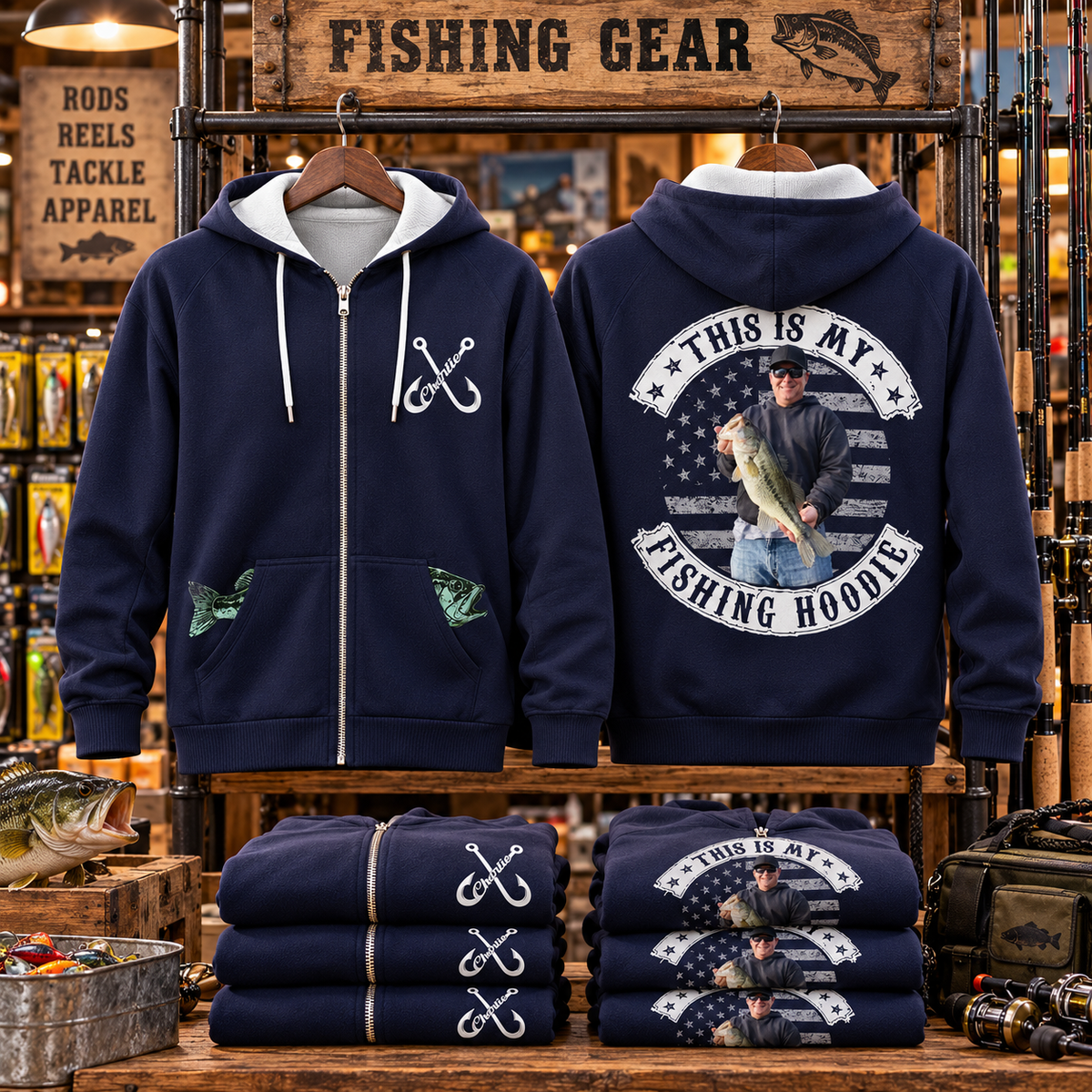 Custom This Is My Fishing Hoodie, Funny Fishing Dad Christmas Gift L0411 Tm01 TL06