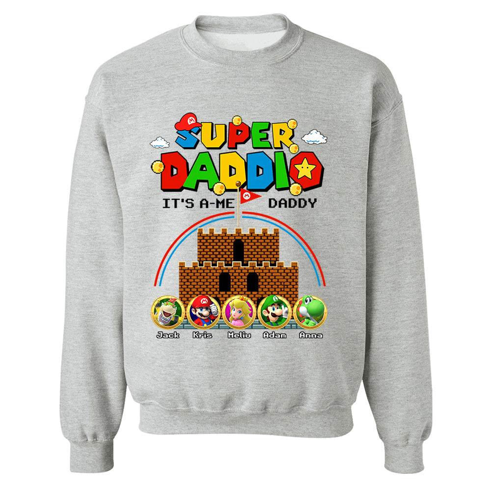Super Daddio It's A Me Daddy Personalized Shirt Custom Family Member Gift For Parents K1702 T24