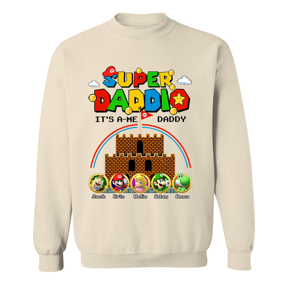 Super Daddio It's A Me Daddy Personalized Shirt Custom Family Member Gift For Parents K1702 T24