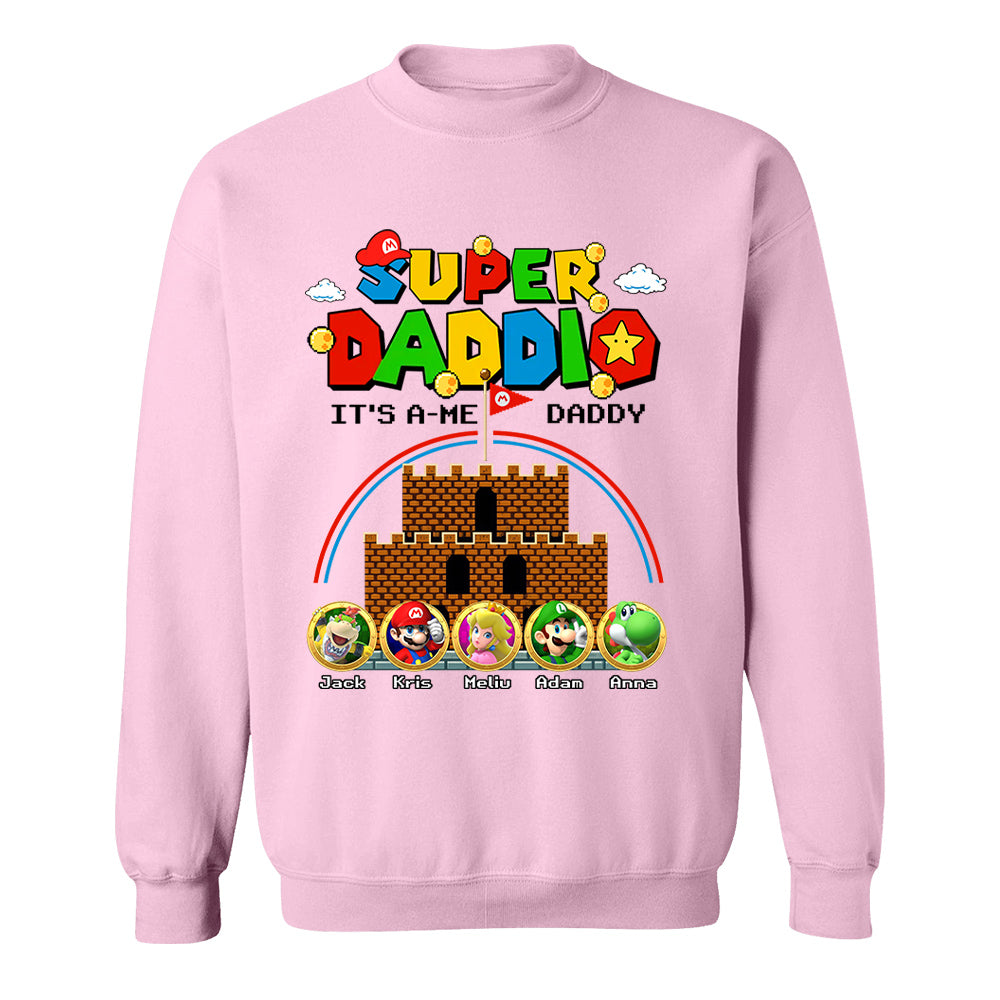 Super Daddio It's A Me Daddy Personalized Shirt Custom Family Member Gift For Parents K1702 T24