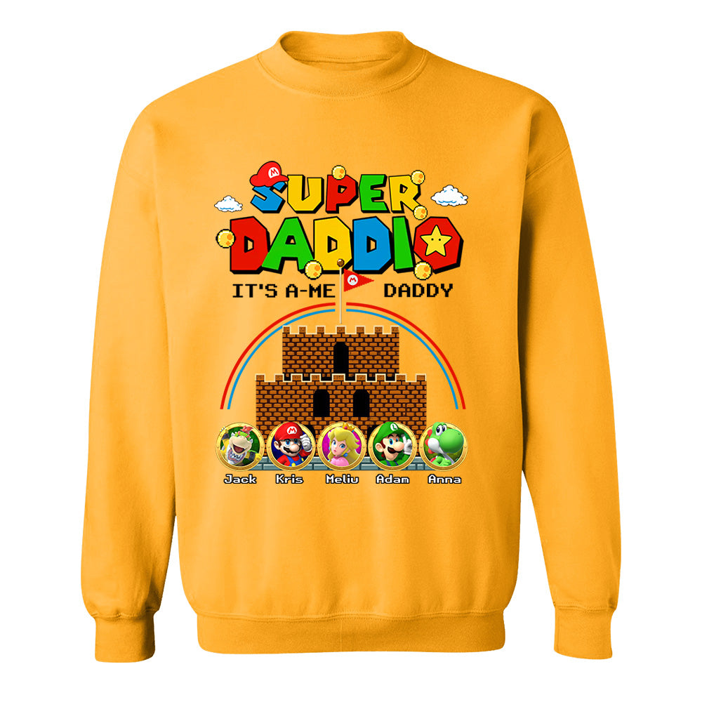 Super Daddio It's A Me Daddy Personalized Shirt Custom Family Member Gift For Parents K1702 T24