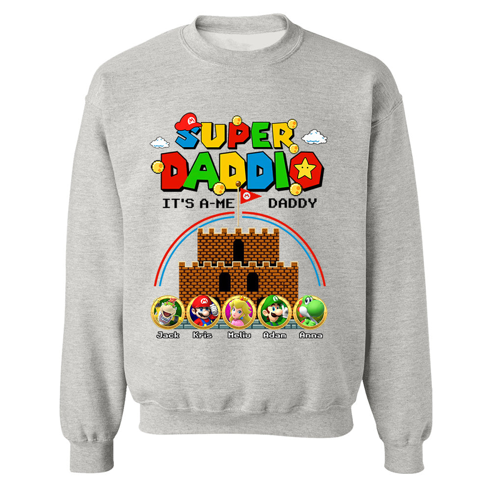 Super Daddio It's A Me Daddy Personalized Shirt Custom Family Member Gift For Parents K1702 T24