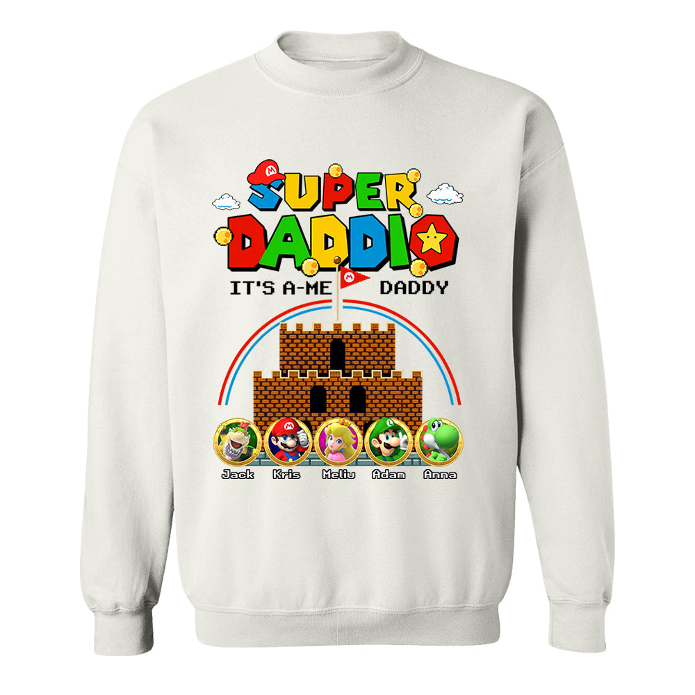 Super Daddio It's A Me Daddy Personalized Shirt Custom Family Member Gift For Parents K1702 T24