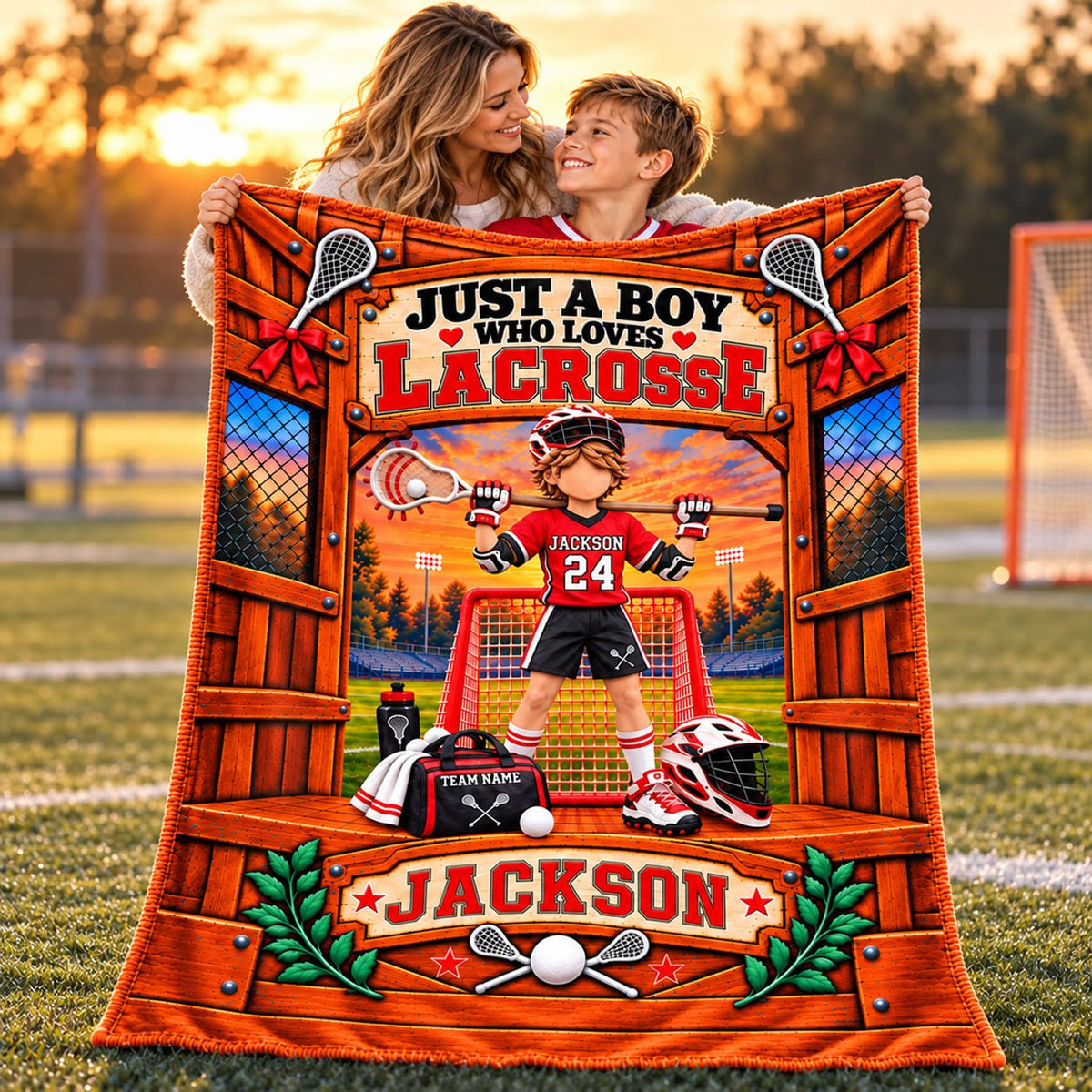 Just A Boy Who Loves Lacrosse, Personalized Lacrosse Blanket, Custom Player Name Gift, Gift For Lacrosse Players Lacrosse Lover T1807 Nh00 TL06