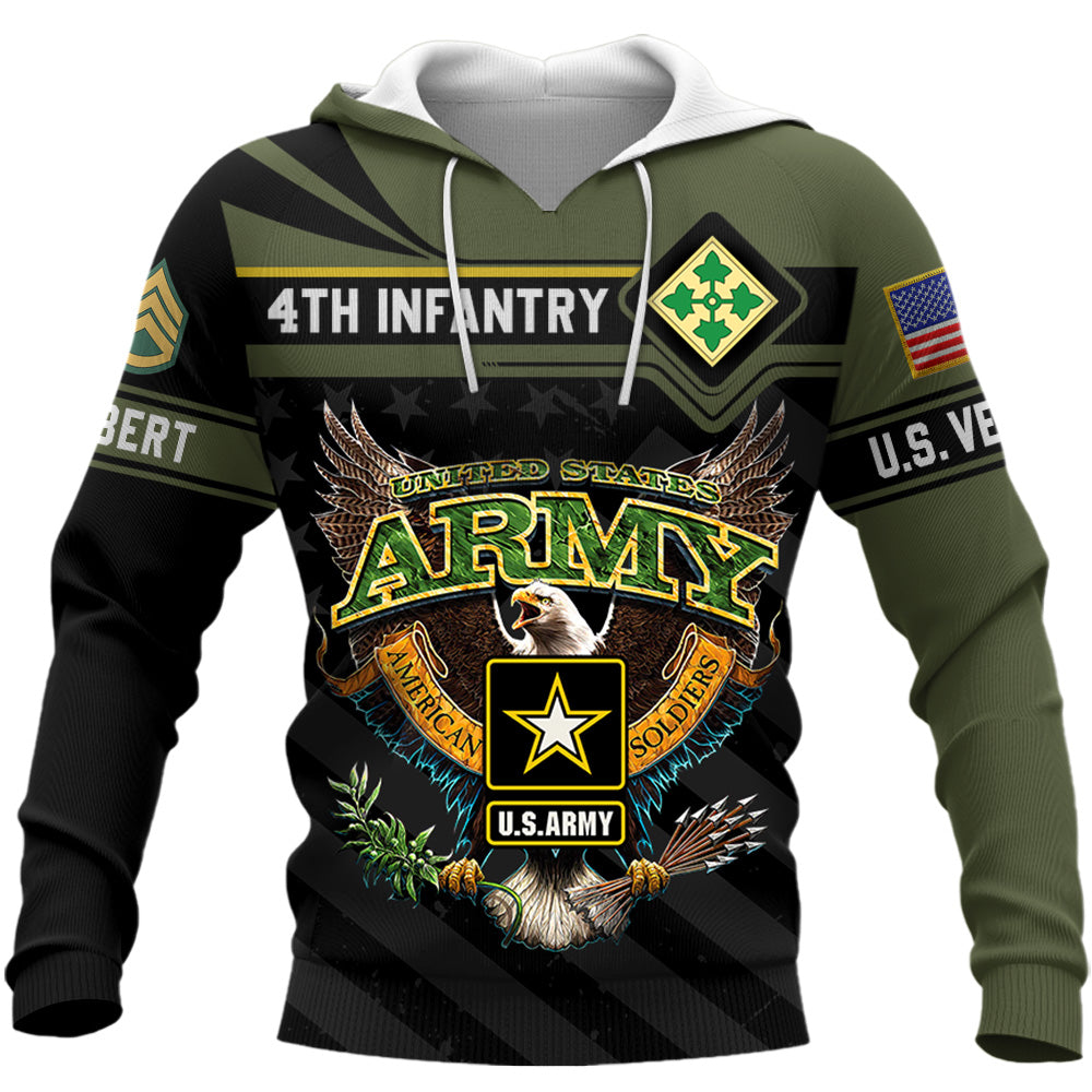 US Military All Over Print Shirt Custom All Branches Rank Division Name For Military Retirement Veteran Dad Grandpa K1702 Trhn