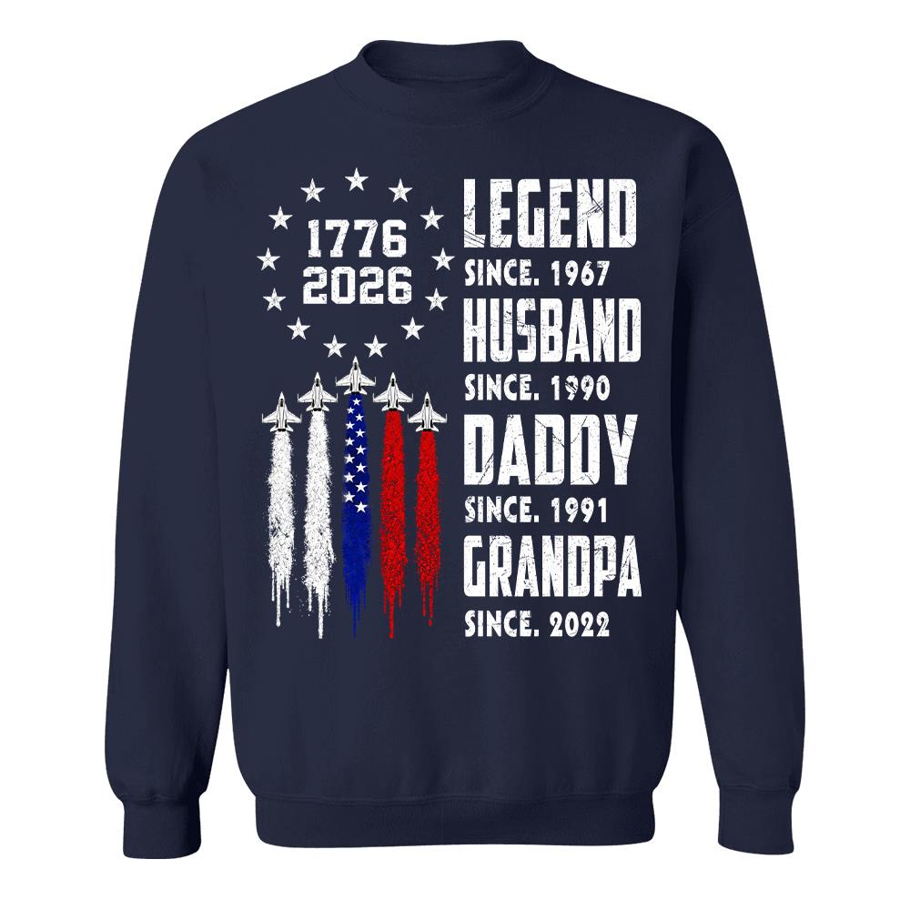Custom Legend Husband Dad Grandpa Nation Flag American 250th Anniversary Shirt, Father's Day Gift For Dad, Grandpa L0411 Hv01
