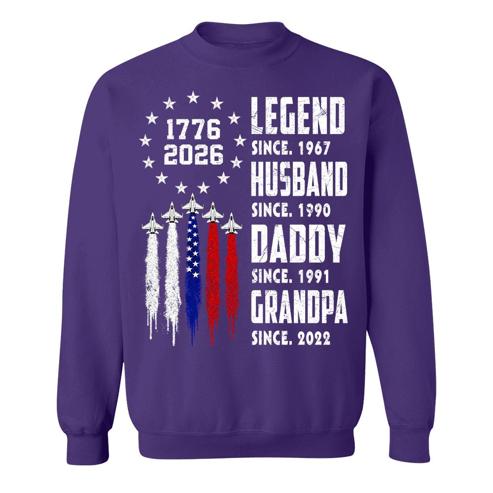 Custom Legend Husband Dad Grandpa Nation Flag American 250th Anniversary Shirt, Father's Day Gift For Dad, Grandpa L0411 Hv01