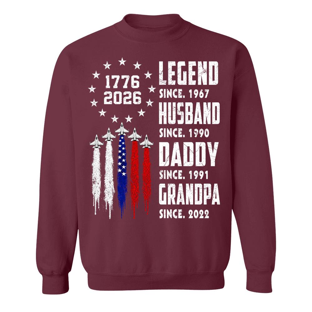Custom Legend Husband Dad Grandpa Nation Flag American 250th Anniversary Shirt, Father's Day Gift For Dad, Grandpa L0411 Hv01