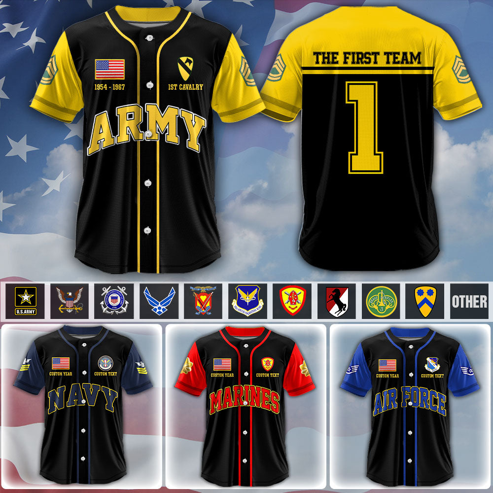 Custom US Military Baseball Jersey Available All Branches Rank Division Name For Military Retirement Veteran Dad Grandpa K1702 MT2