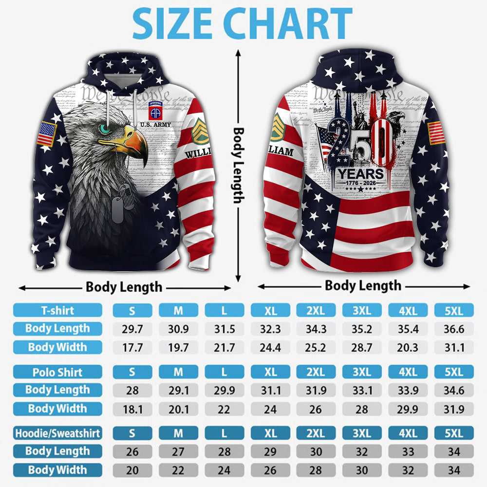 Custom Shirt 250th Anniversary  1776-2026 T-Shirt, Patriotic American Pride Tee Gift For Veterans K1702 MT2