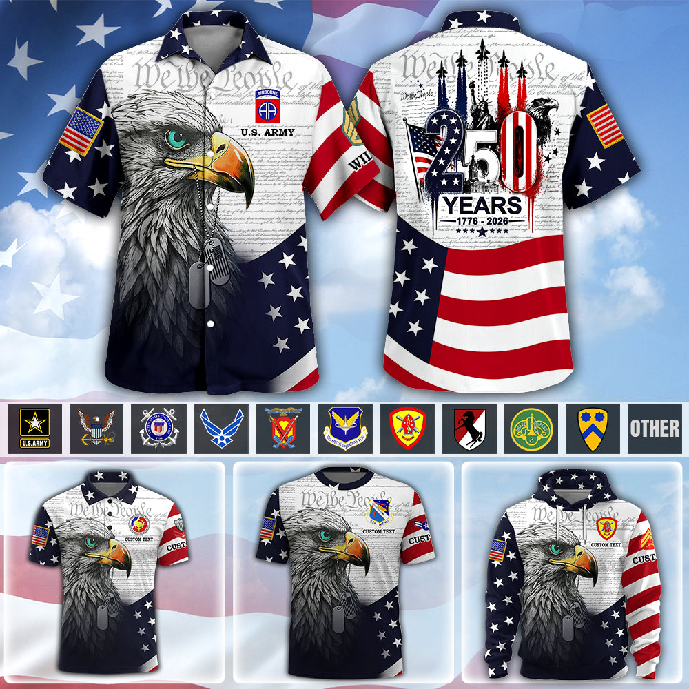 Custom Shirt 250th Anniversary  1776-2026 T-Shirt, Patriotic American Pride Tee Gift For Veterans K1702 MT2