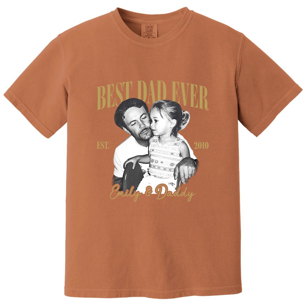 Best Dad Ever Custom Vintage Photo Shirt Fathers Day Gift from Kids, Gift for Husband, New Dad Gift, Family Picture Tee, Dad Est Shirt Vh01 
