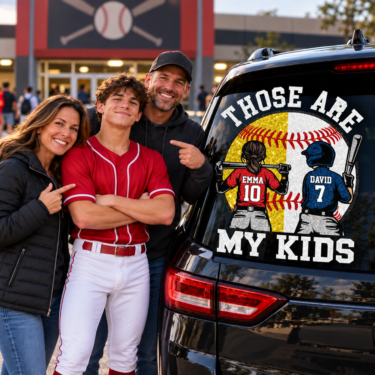 Personalized Those Are My Kids Baseball Softball Car Decal, Custom Ballpark Player Name & Number Sticker, Gift for Sports Moms and Dads T1807 T24