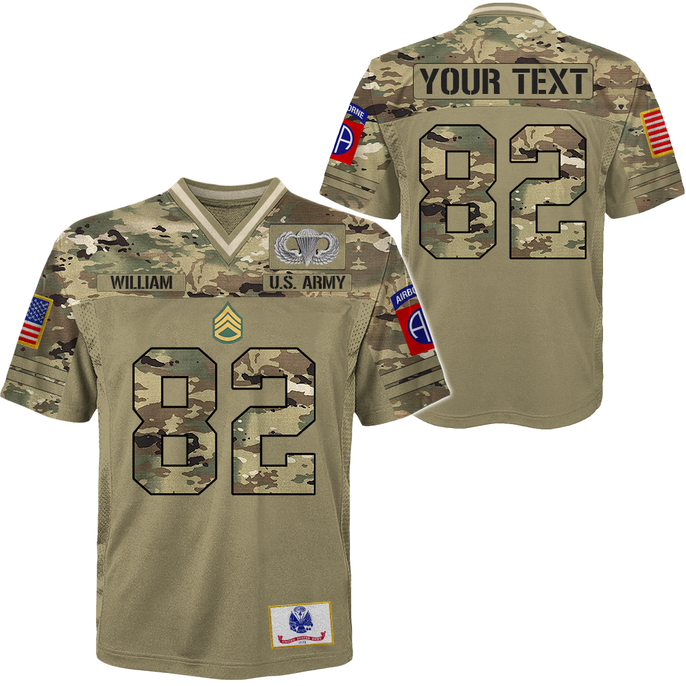 Custom Division All Branches Of Service Football Jersey Gift For Military Retirement Veteran Dad Grandpa K1702