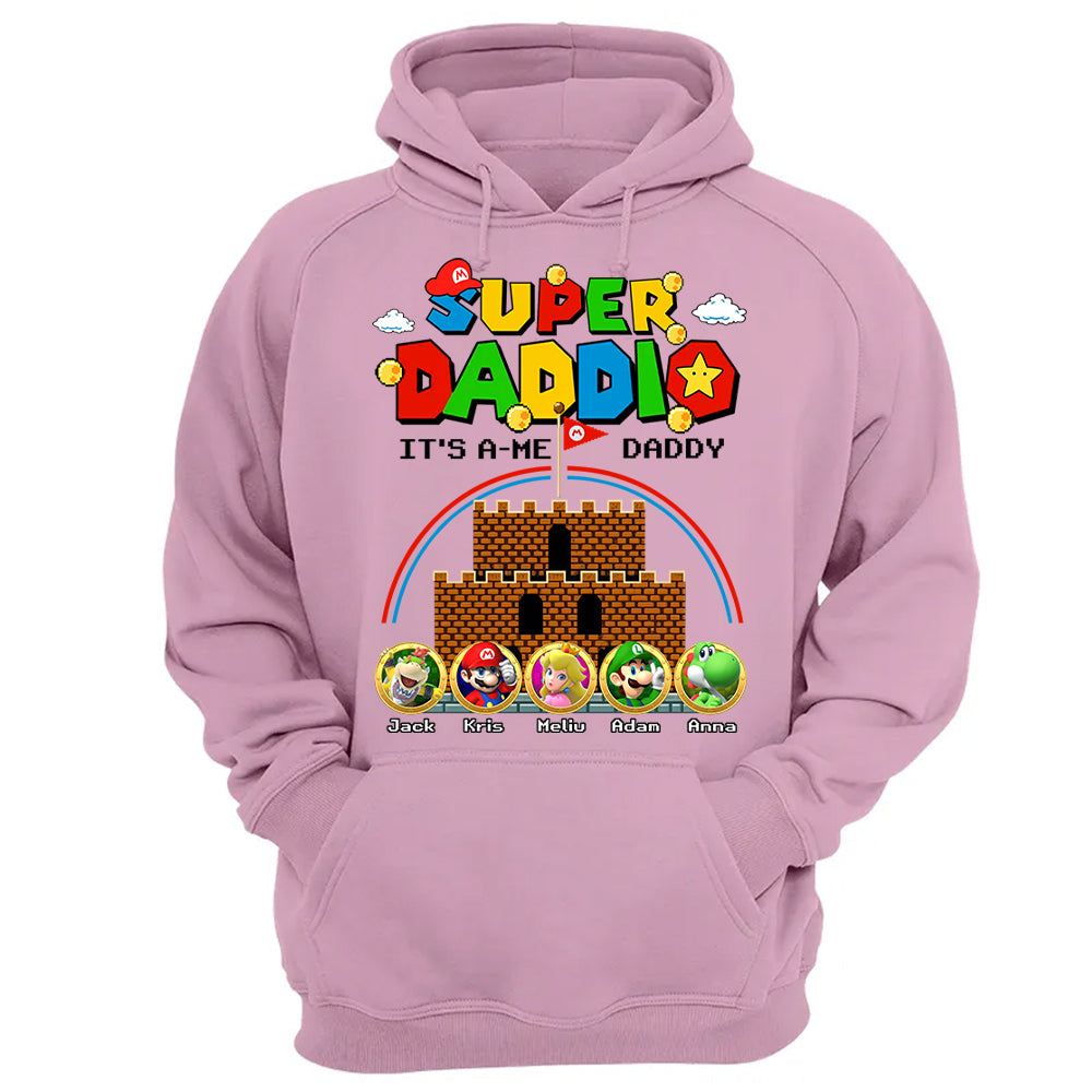 Super Daddio It's A Me Daddy Personalized Shirt Custom Family Member Gift For Parents K1702 T24