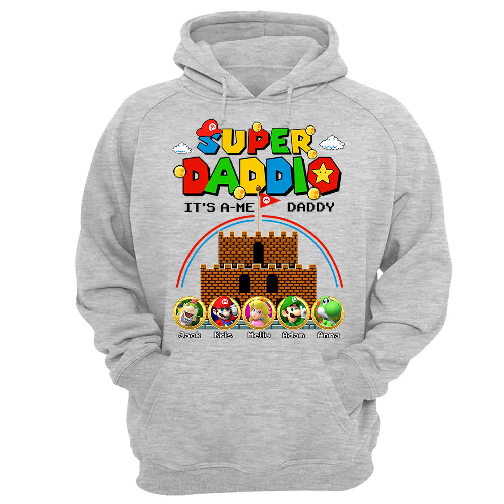 Super Daddio It's A Me Daddy Personalized Shirt Custom Family Member Gift For Parents K1702 T24