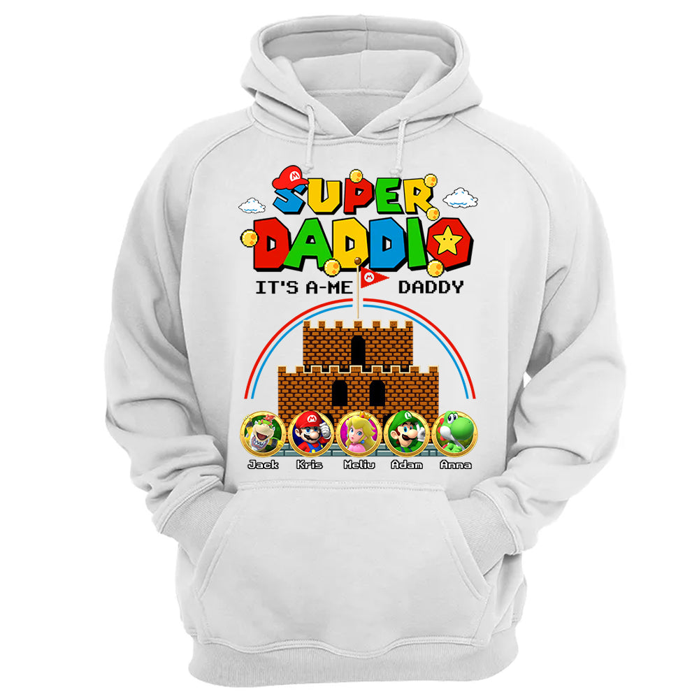 Super Daddio It's A Me Daddy Personalized Shirt Custom Family Member Gift For Parents K1702 T24