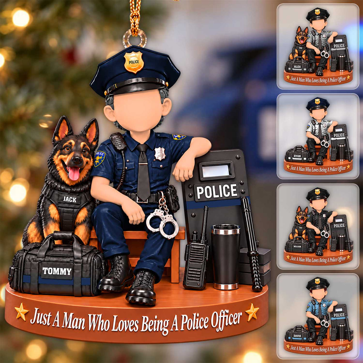Custom Just A Man Who Loves Being A Police Officer Ornament, Christmas Gift For Police Officer L0411 Pt99