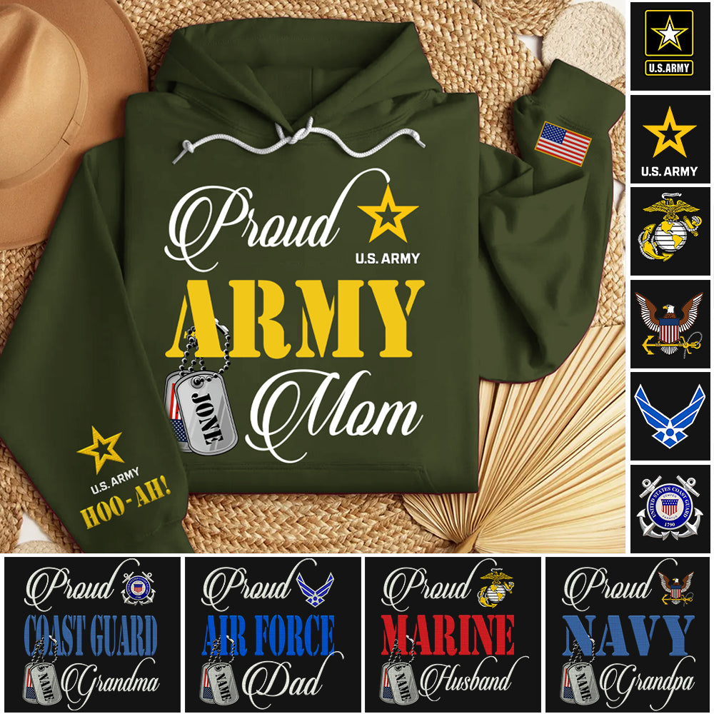 Proud Army Mom Personalized Shirt For Military Mom Dad Family Member K1702 Trhn