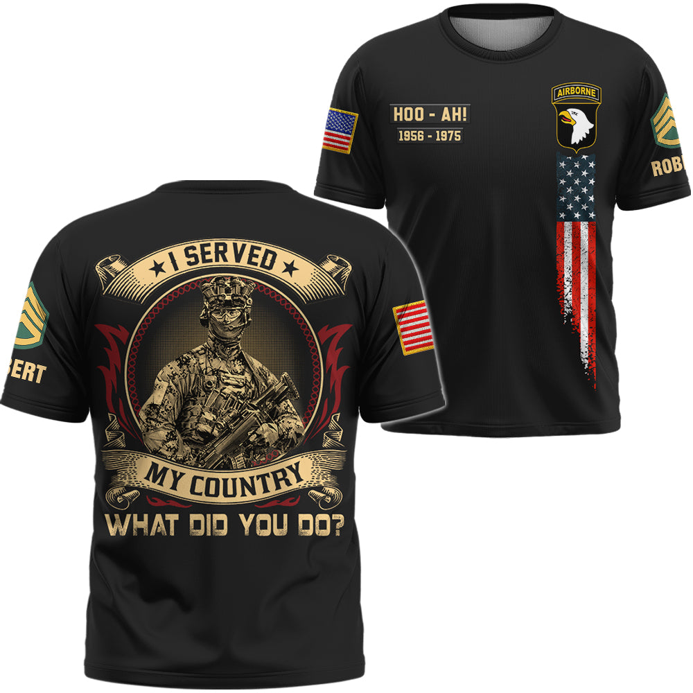 Personalized All Over Print Shirt I Served My Country Veteran What Did You Gift For Veterans K1702 Trhn